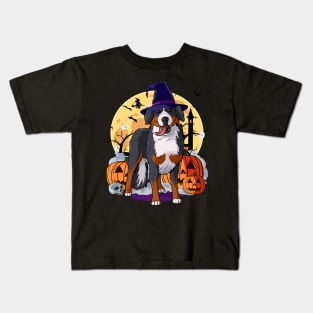 Bernese Mountain Dog Witch Happy Halloween Kids T-Shirt